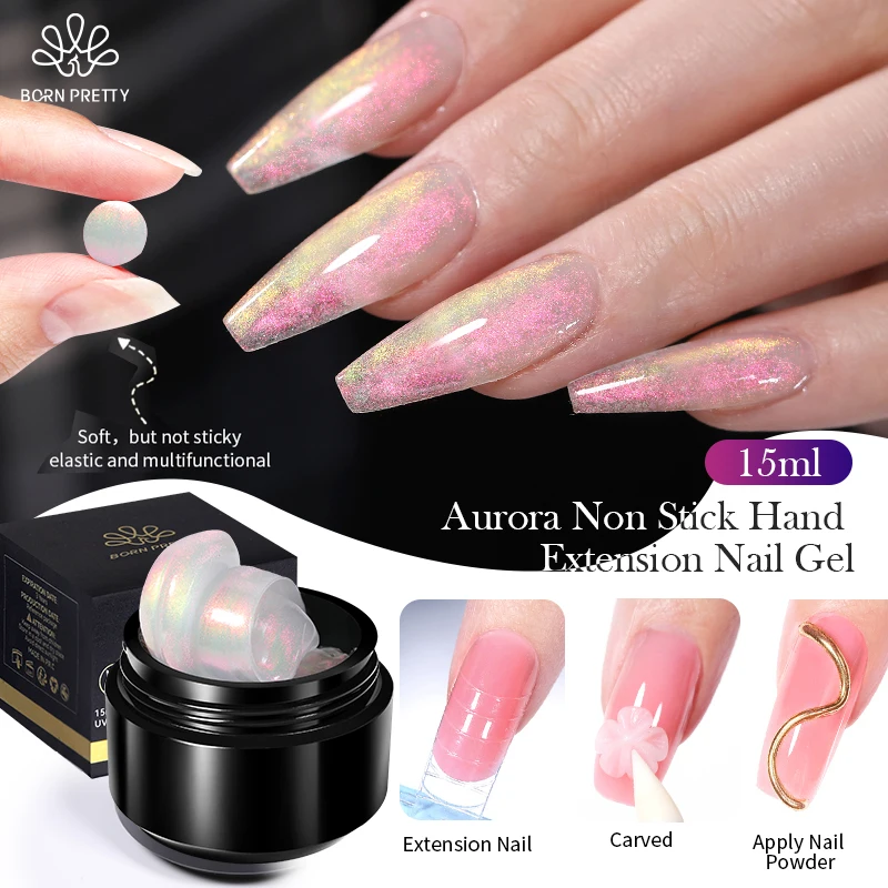 BORN PRETTY 15ML Aurora Non Stick Hand Extension Nail Gel for Summer nails DIY Nude Pink White Extension Gel Nail Art Shaping