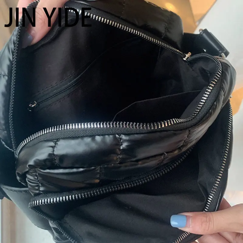 Luxury Space Cotton Shoulder Bags For Women 2023 Winter Crossbody Down Bag Designer Handbag Wide Shoulder Strap Messenger Pack