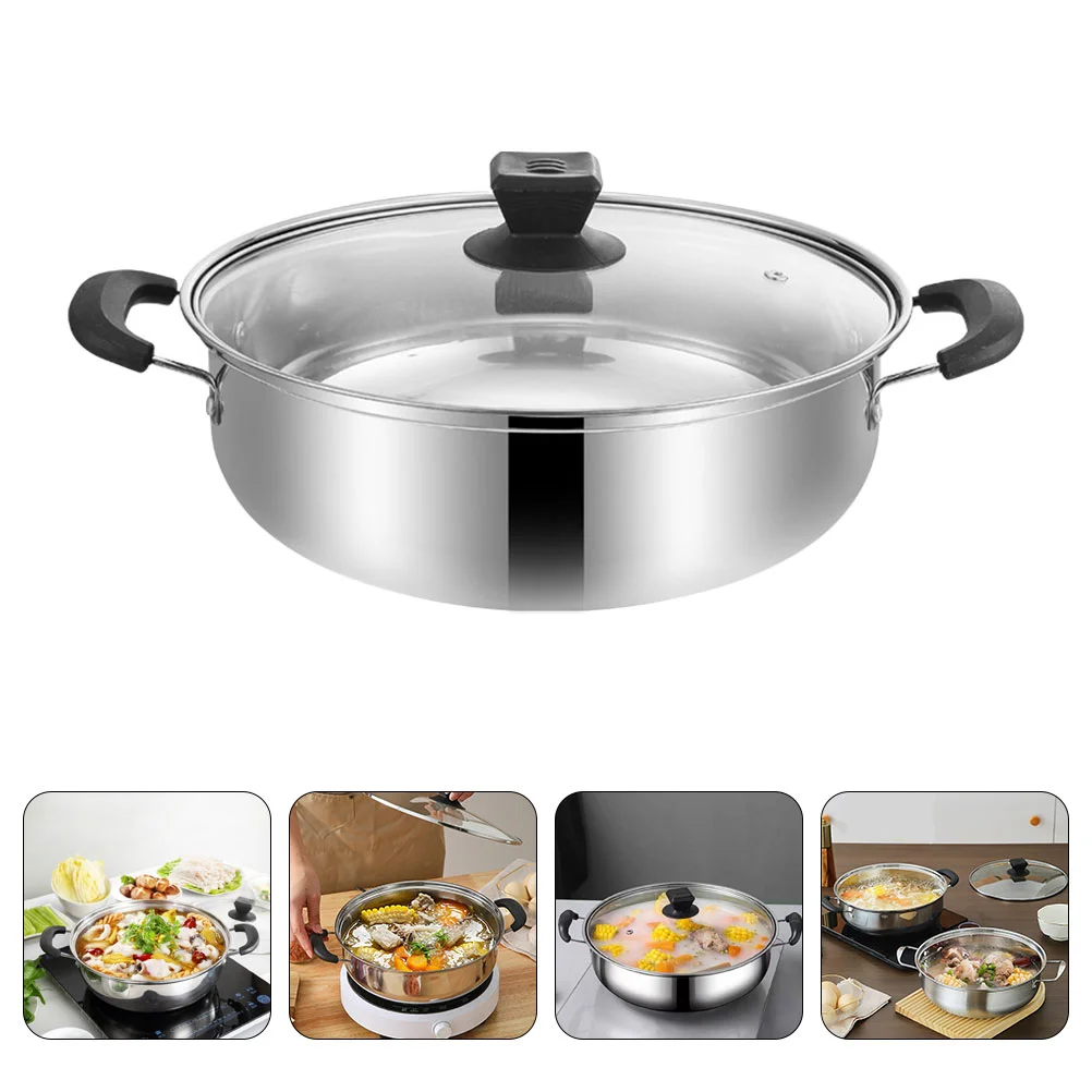 

Large Pot Induction Pot Double Handle Hotpot Pot Double-handle Hot Pot Reusable Cooking Pot