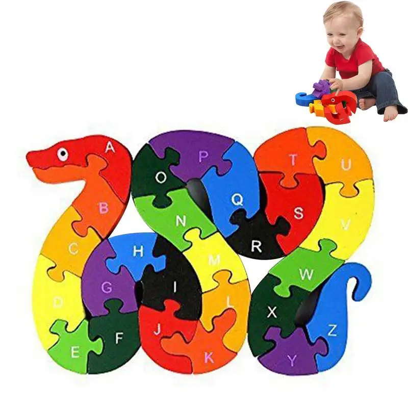 

Alphabet Wooden Puzzle Cognition English Letter Animal Jigsaw Puzzle Toys Children's Assembled Building Blocks Educational Toys