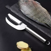 2 in 1 fish scales scraping stainless steel kitchen fish cleaning knife cutter fish scales fishing cleaning tools kitchen acces