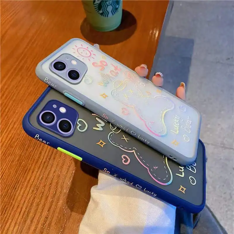 

Cute Bear PC For Redmi Note 10 Pro 10s Cover Case for Redmi Note 9 11 8 9s 7 9A 9C Painted Cover for POCO X3 Mi 11 Lite 10T Capa