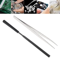 tweezer 2pcsset 1 0mm stainless steel straight precision electronic repair tool with diy model polishing file hand tool