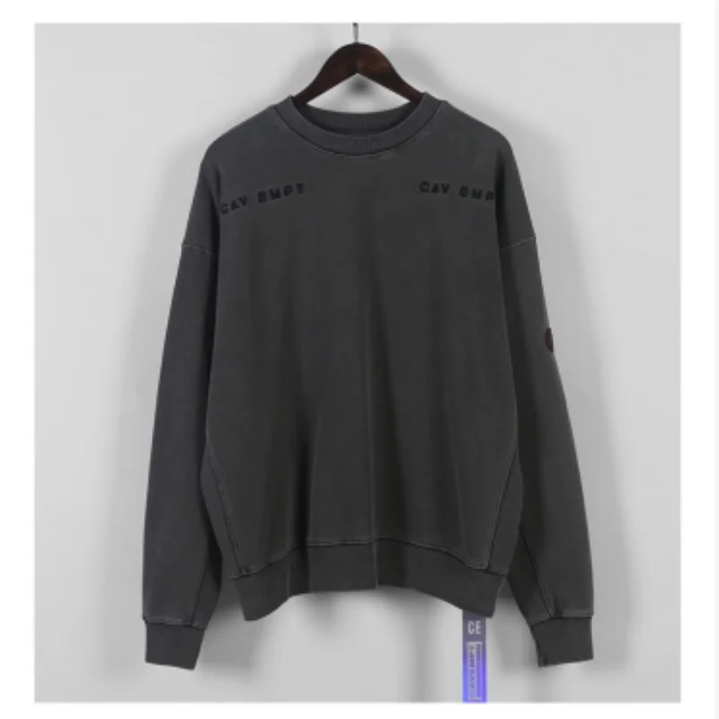 

water CAVEMPT day system scrubbing Batik wide pine deep grey round neck long sleeves set head autumn winter Sweater male tide