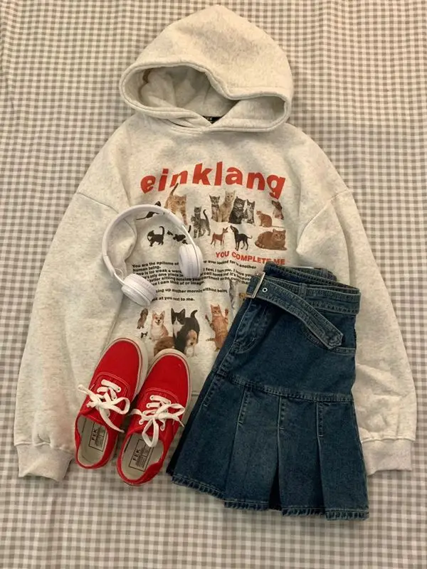 

Толстовка с капюшоном и принтом кошек и собак, флисовые свободные пуловеры с животными, повседневные топы с капюшоном, американская винтажная Женская толстовка