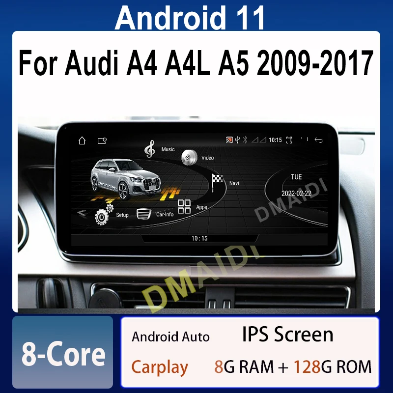 

Car Multimedia Player 10.25/12.5inch Android 11 8+128G GPS Navigation For Audi A4 A4L B8 A5 2009-2017 CarPlay