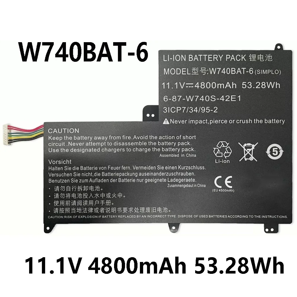 W740BAT-6 11 1 V 4800mAh 53.28Wh батарея Clevo 6-87-W740S-42E 3ICP7/34/95-2 S413 W740SU X411 Series