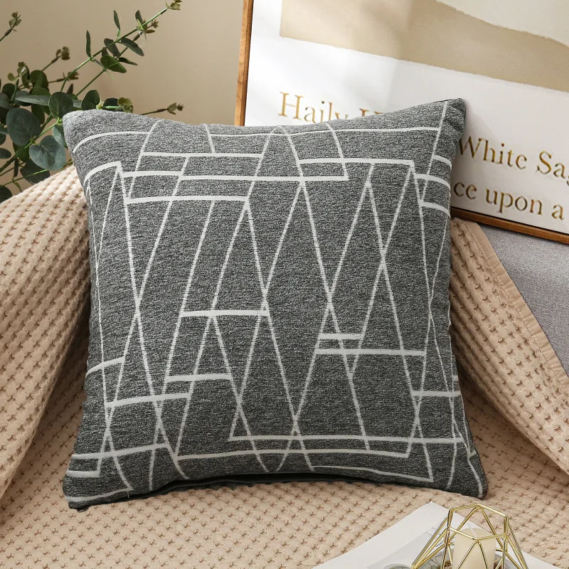 Geometric Cushion Cover 45x45cm Decorative Chenille Pillows for Sofa Living Room Pillowcase Red Gray Quality | Дом и сад