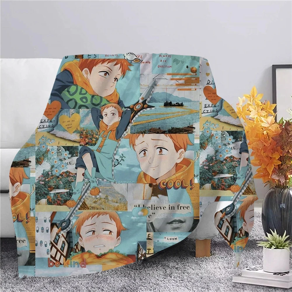 

Anime The Seven Deadly Sins Flannel Blanket 3D Print King Grizzly Sin of Sloth Blanket Dreamlike Style Bedspread Bedding Quilts