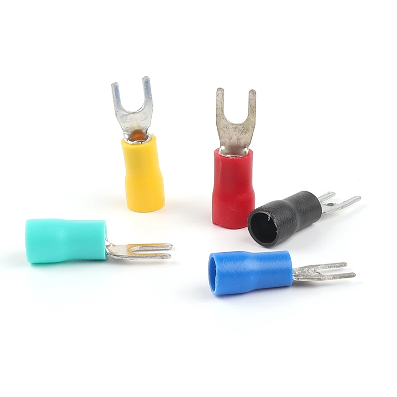 1000 Pcs SV Type Wire Spring Terminal Fork Spade Wire Connector Copper Conductor Insulate Ferrules Block Spade Cold Press Cable images - 6