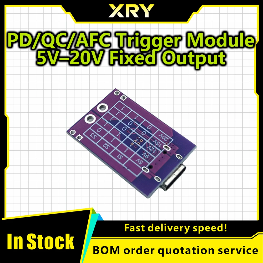 XRY PDQCAFC: Имитатор быстрой зарядки с поддержкой фиксированных выходных напряжений 5В, 9В, 12В, 15В, 20В, Type-C USB для быстрой зарядки телефонов (art.: 3920dbac2d5e2) - 3920dbac2d5e2