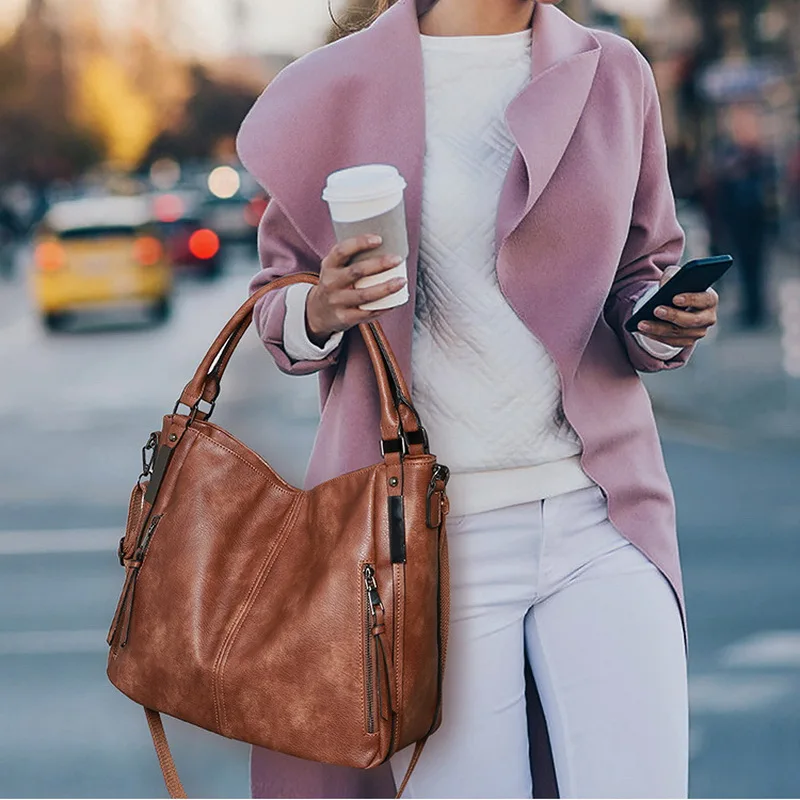 Diinovivo Vintage Female Handbag New 2022 High Quality Women Shoulder Bag Patchwork PU Leather Crossbody Bag Large Tote WHDV2084