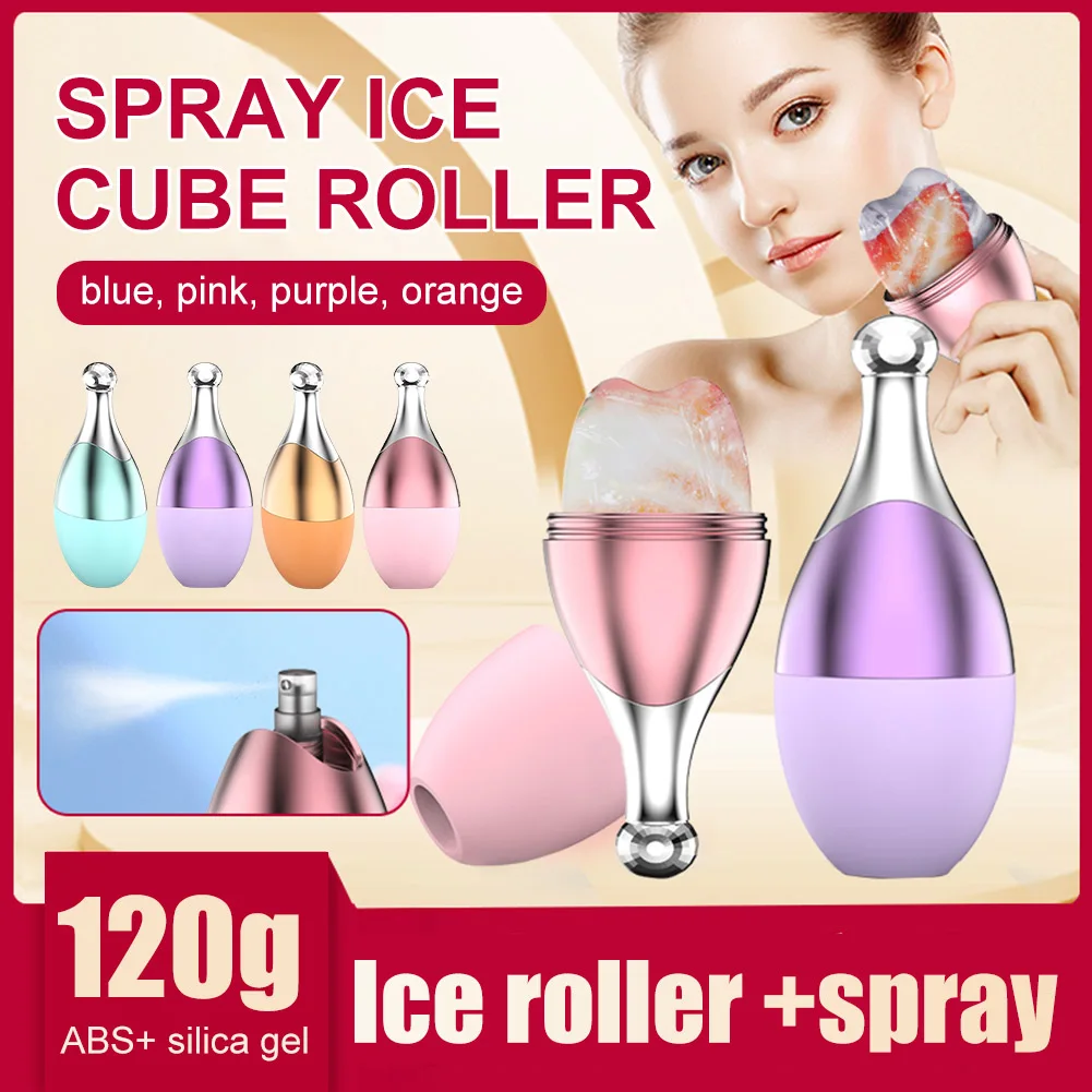 

Facial Massage Ice Roller With Spray Silicone Ice Skin Roller Reduce Puffiness Dark Circles Shrink Pores Face Skin Care Tools