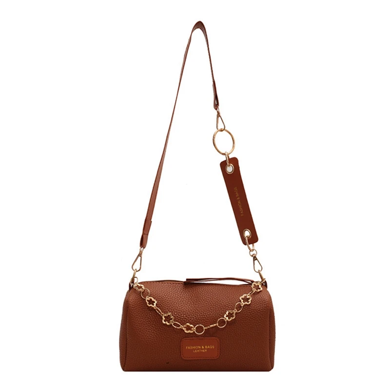 

Litchi Pattern Bag Women's Korean Style Fashion Retro Chain Cylinder Handbag Shoulder Crossbody Bag
