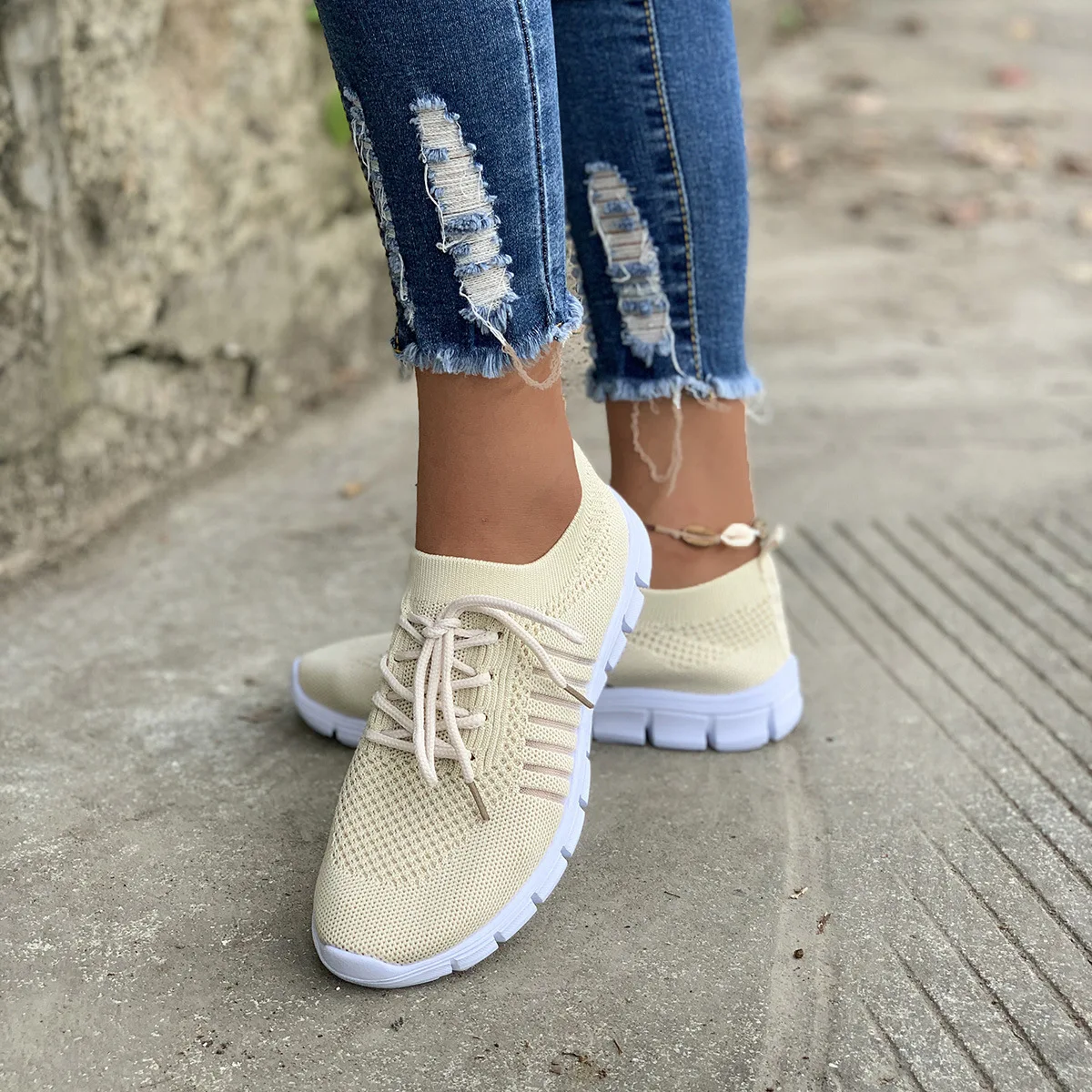 Women Flat Slip on White Shoes Woman Lightweight White Sneakers Summer Autumn Casual Chaussures Femme Basket Flats Shoes