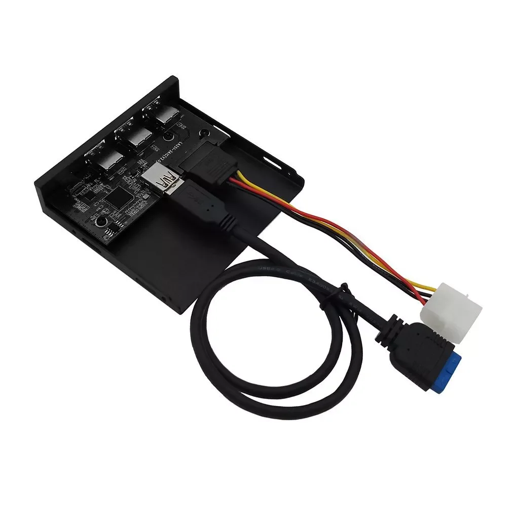 33S50-RTK 3 in 1 Card Reader USB 3.0 Front Panel Media Type-c Dual USB 3.0 Port Hub Dashboard PC Front Panel with Power Cable -