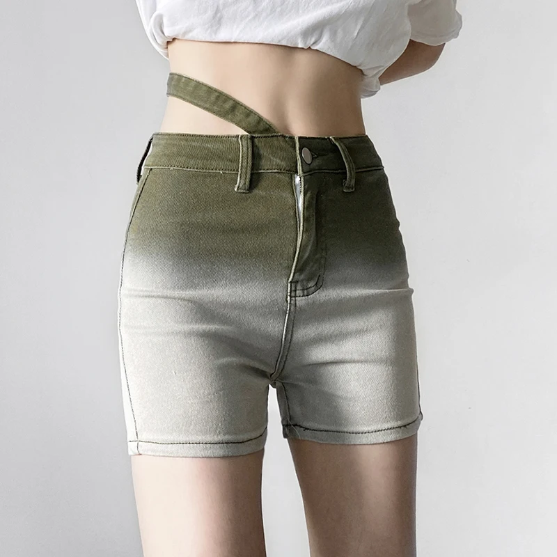 

Womens Shorts Summer Women Denim Shorts with Gradient Color, Skinny Version Casual Style High Waist Summer Clothing Shorts Women