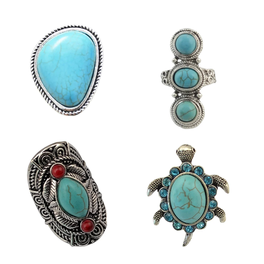 

Vintage Tibet Turquoise Ring for Women Man Afghan Ethnic Festival Large Disc Crystal Coins Rings Antique Gypsy Indian Jewelry