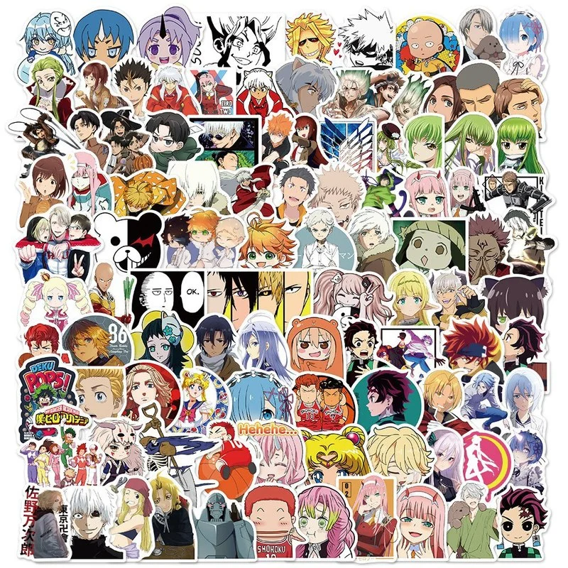 

10/50/100PCS Japan Anime Mix Stickers Attack on Titan/Inuyasha Sticker Graffiti For Luggage Laptop Skateboard Guitar Decals Kids