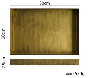 Metal Iron Retro Golden Tray Rectangular Plate Desktop Geometric Combination Storage Photography Props Home Decoration |