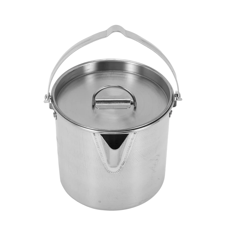 

Outdoor Camping Kettle Stainless Steel Cooking Kettle 1.2L Lightweight Compact Camping Pot For Hiking Backpacking Picnic
