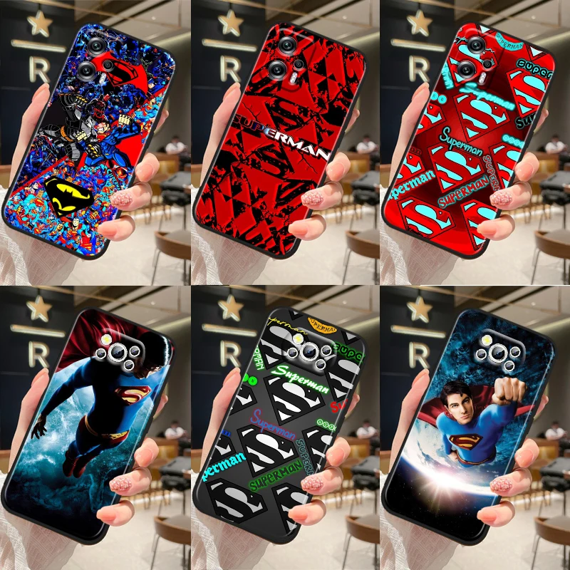

Superman Logo Anime Hero For Xiaomi Poco M5 M4 X4 X3 F3 GT NFC M3 C3 M2 F2 F1 X2 Pro Silicone Black Phone Case Cover Coque Capa