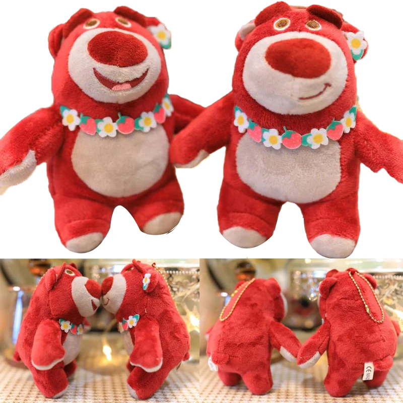 

10Cm Cartoon Kawaii Garland Necklace Lotso Plush Toy 2022 New Strawberry Bear Plush Doll Soft Stuffed Doll Bag Pendant Girl Gift