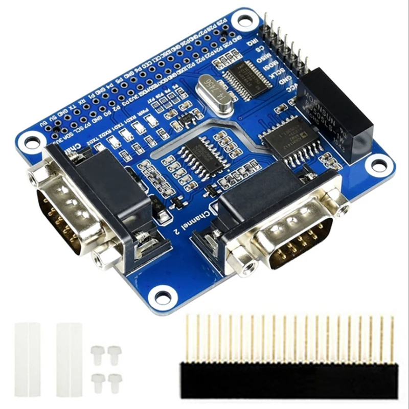 

2-канальная Изолированная Расширительная головка RS232 для Raspberry Pi 4B, решение SC16IS752 + SP3232, схемы защиты с несколькими бортами