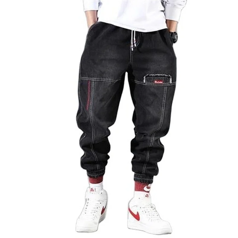 Streetwear Hip Hop Cargo Pants Men's Jeans Elastic Harun Joggers Pants 2022 Autumn and Winter Denim Ankle-Length Denim Pants