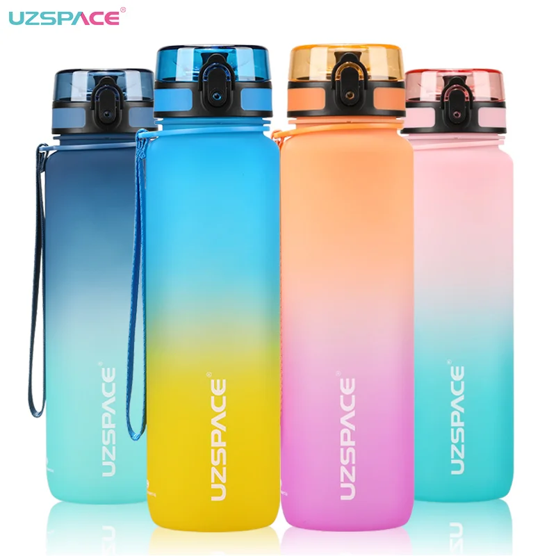 

1L Sports water bottles with time marker,Tritan Plastic,Portable Leakproof Outdoor Travel Frosted School Student Bottle BPA Free