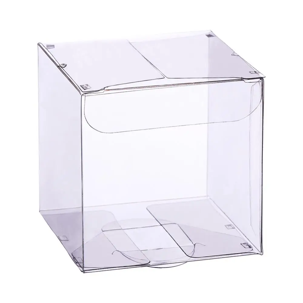

60 шт. прозрачная пластиковая коробка из ПВХ, подарочная упаковка, 5x5x5 см, квадратные водонепроницаемые складные коробки, контейнер для сваде...