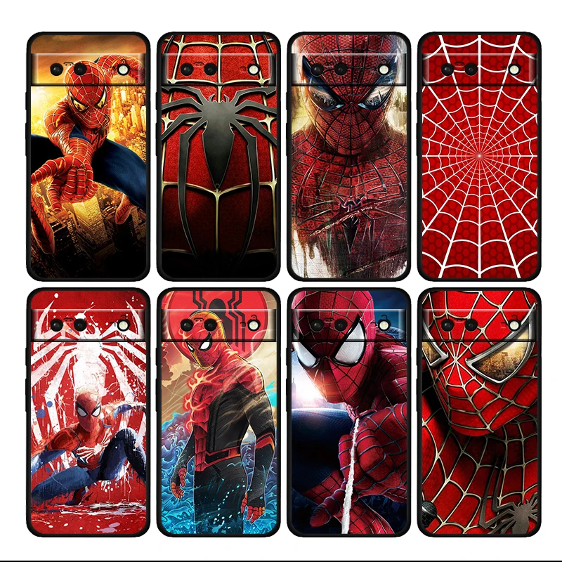 

Avengers Spiderman Marvel Shockproof Cover for Google Pixel 7 6 Pro 6a 5 5a 4 4a XL 5G Black Phone Case Shell TPU Coque Capa