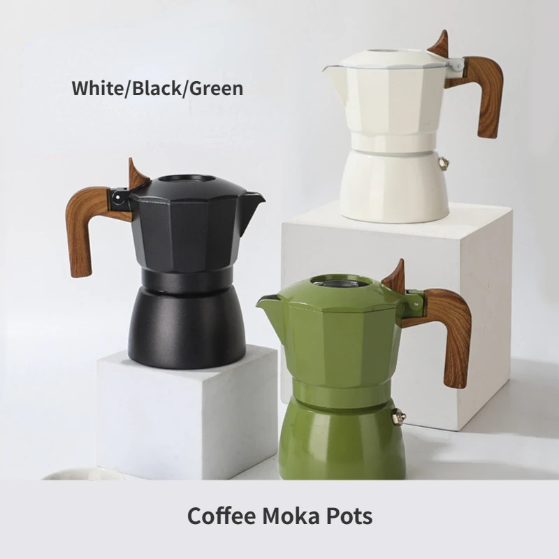 

Vintage Wooden Handle Espresso Maker Moka Pot Classic Italian Cafe Tools Kitchen Cafe Accessories