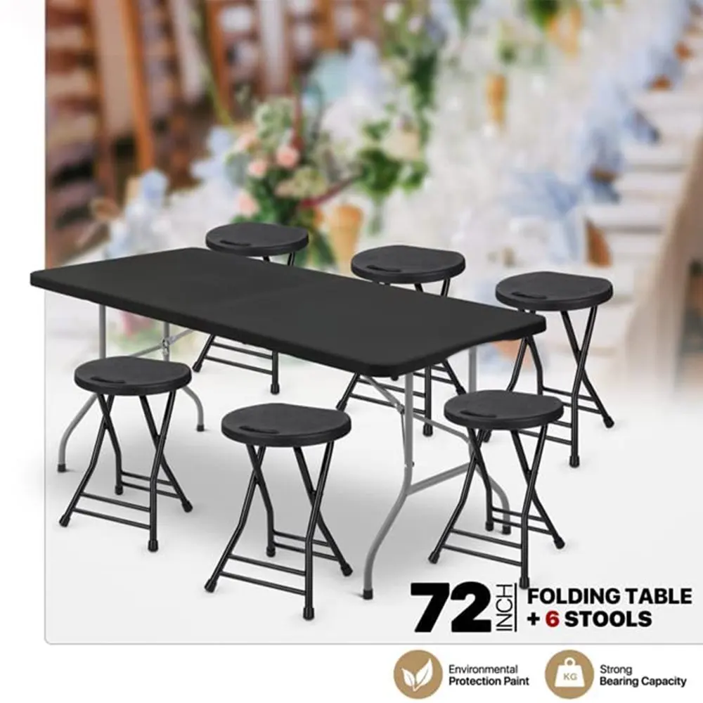 

Folding Table, Portable Plastic Tables for Party, Picnic, Camping, Black