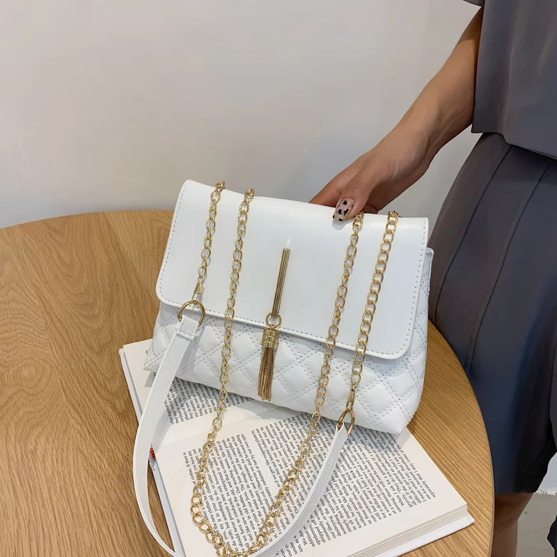

Fall 2022, trend, leather, Rhombus chain, shoulder bag, luxury, upscale, sewn pattern, lady tote bag