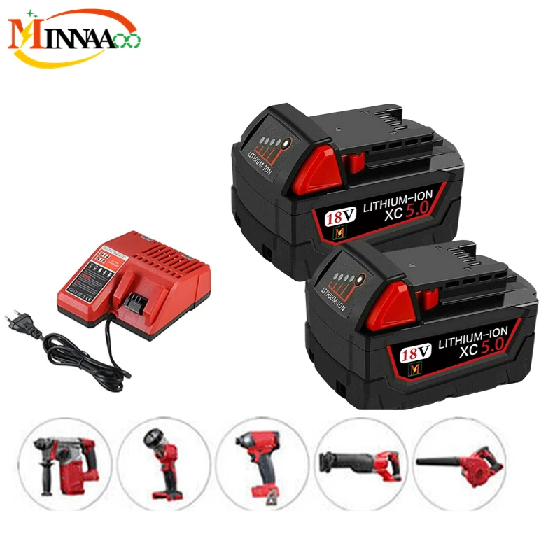 

Сменная литиевая батарея 18 в 1860 Ач для Milwaukee M18 XC, 48-11-1850 48-11-1840 48-11-1820 48-11-, аккумуляторные батареи