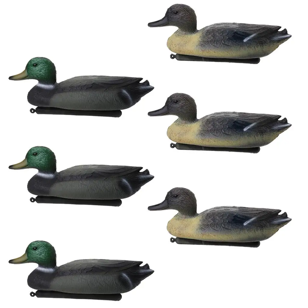 

6pcs Full Body Realistic Duck Hunting Decoy Male Mallard Water Float Duck Decoy with Green Head