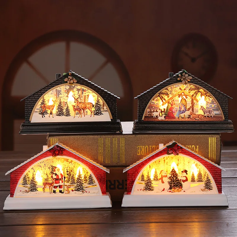 

Christmas Lighted Lantern,Glittering Snow Globe Lantern,Vintage Stables Night Light,Xmas Decorative Lamp Festival Ornament Gifts