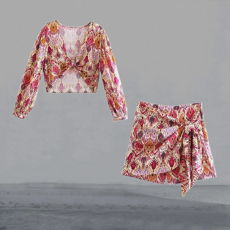 

Женский спортивный костюм Aikliat, простой комплект из двух предметов с короткой юбкой