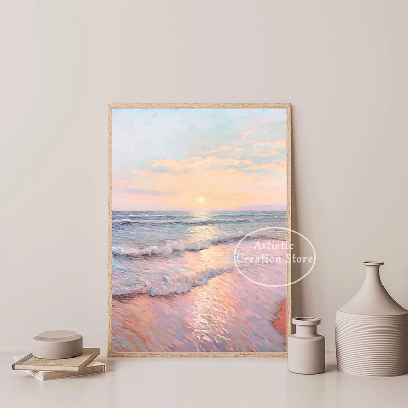 Ретро розовые пляжные зонты Постер стиль Минималистичная Современная