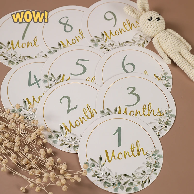 12Pcs/Lot Baby Milestone Number Monthly Memorial Paper Made 