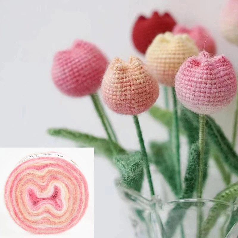 

Fabric Wool Yarn Roving Soft Knitting Yarn Thread 24 Gradient Colors Perfect for Hand Weaving Knitting Clothes Craft Bag