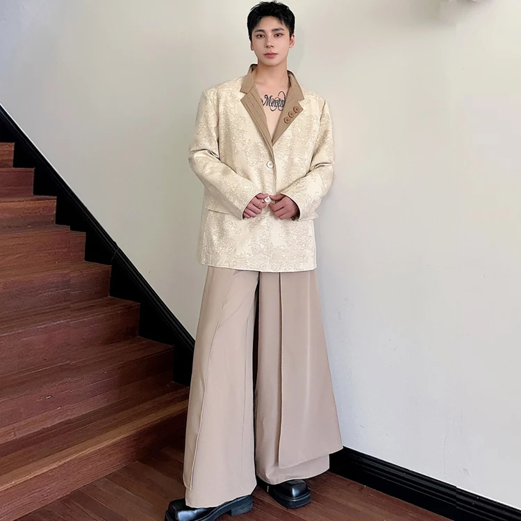 New Chinese Sle Double-Sided Wear Sun Yat-sen Costume Suit set Men's Retro Stand Collar Suit Irregular Suit trousers Culott...