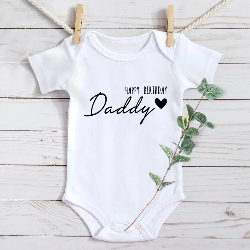 

Боди с надписью "Happy Birthday" для новорожденных, детское хлопковое боди для новорожденных, для маленьких мальчиков и девочек