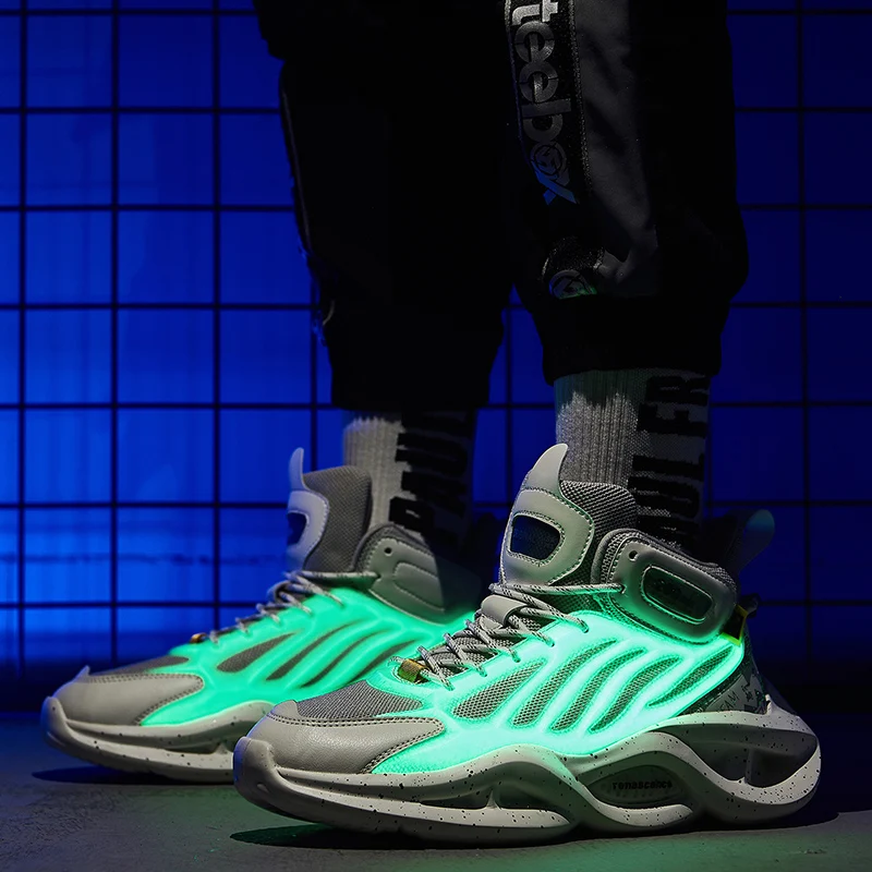 

Times New Roman 2022 Весна уличный стиль светящиеся Мужские Спортивные Повседневные туфли удобные мужские кроссовки на массивной подошве размера п...