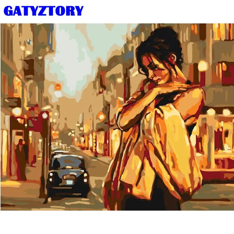 

GATYZTORY 40x50cm Pictures By Number Woman Kits Painting By Number Figure Modern Drawing On Canvas Handpainted Art Gift
