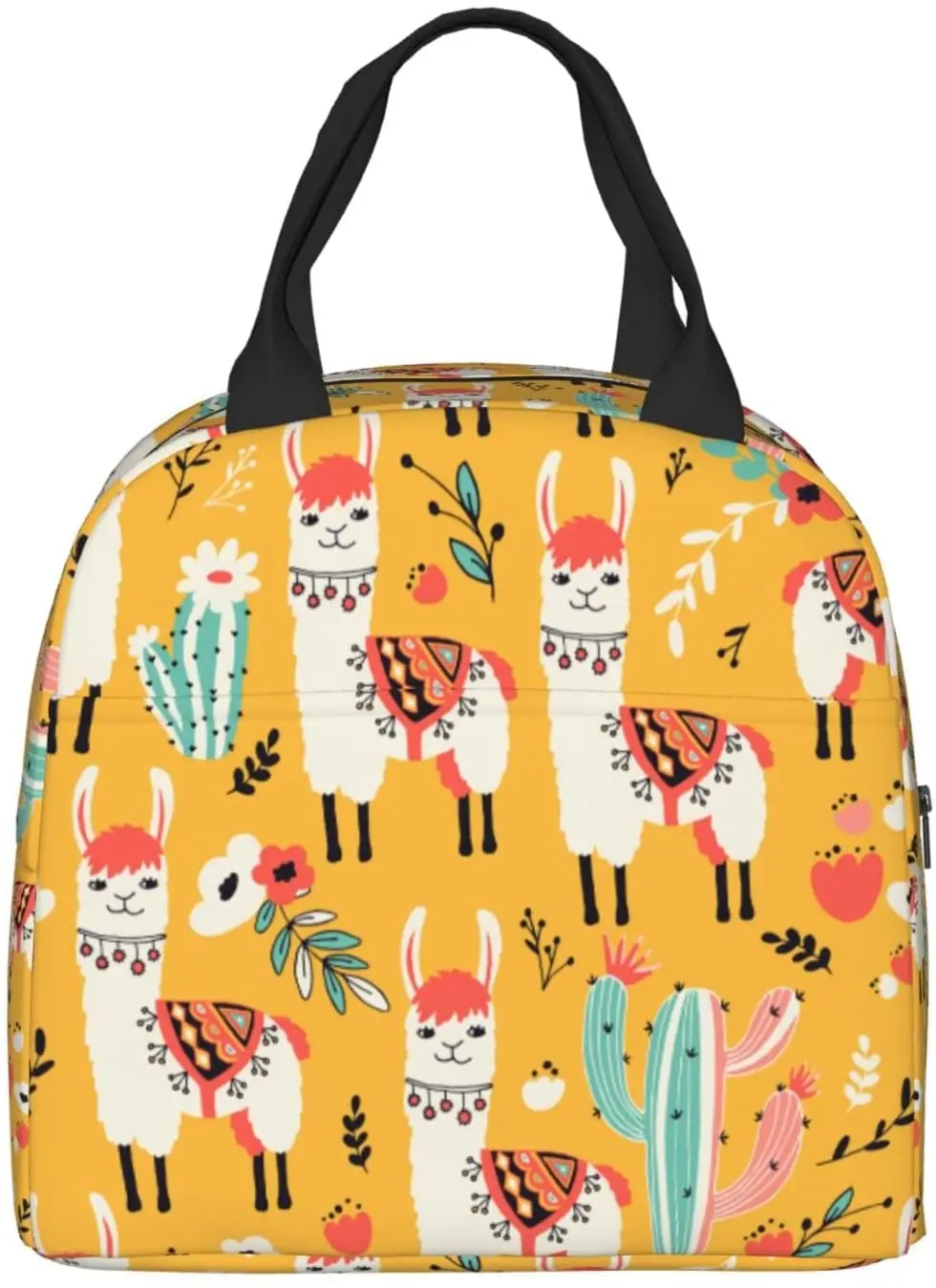 

Llama Flower Cactus Lunch Box - Insulated Lunch Bags for Kids Boys Girls Reusable Lunch Tote Bag Perfect for Hiking/Picnic/Beach