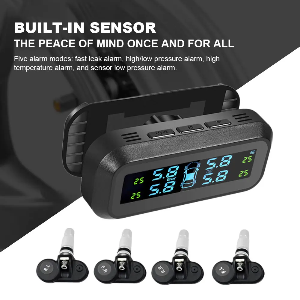 

Автомобильная система сигнализации давления в шинах с USB/солнечной зарядкой, охранная сигнализация, интеллектуальный датчик давления в шинах, Аксессуары для автомобилей