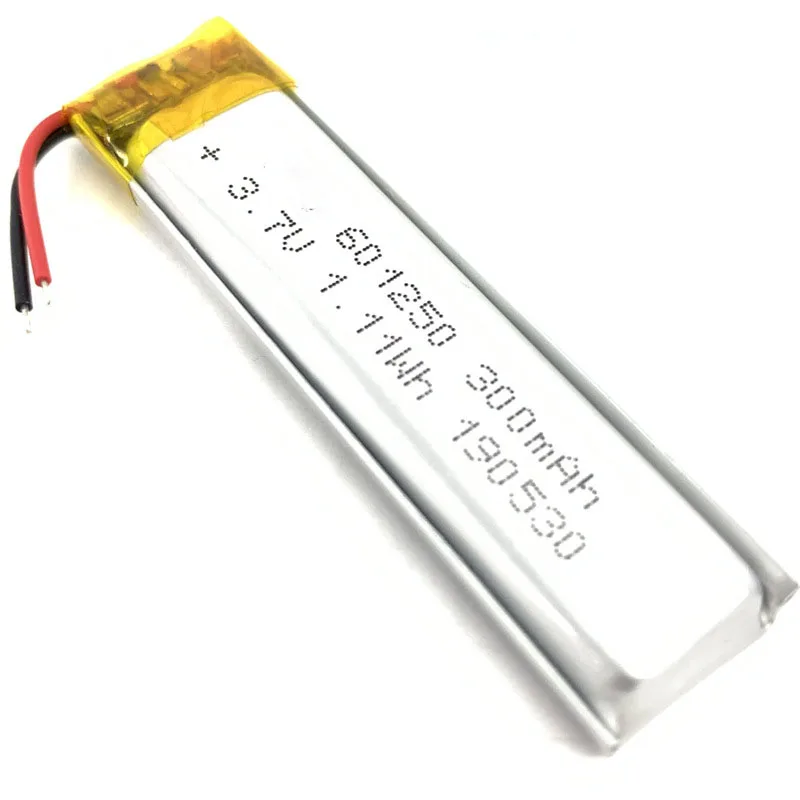 2/5/10/20 шт. литий-полимерные ионные батареи 3 7 в 300 мАч 601250 разъем JST 2 0 мм