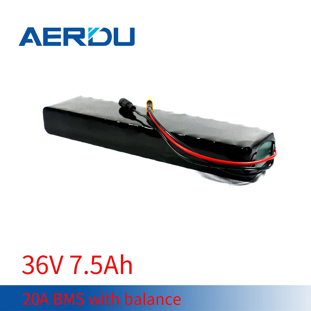 

AERDU 36V 10S3P 7.5Ah 18650 Lithium Battery Pack 2500mAh Cells Built-in BMS Rechargeable for Hoverboard Ebike Electric Bicycle